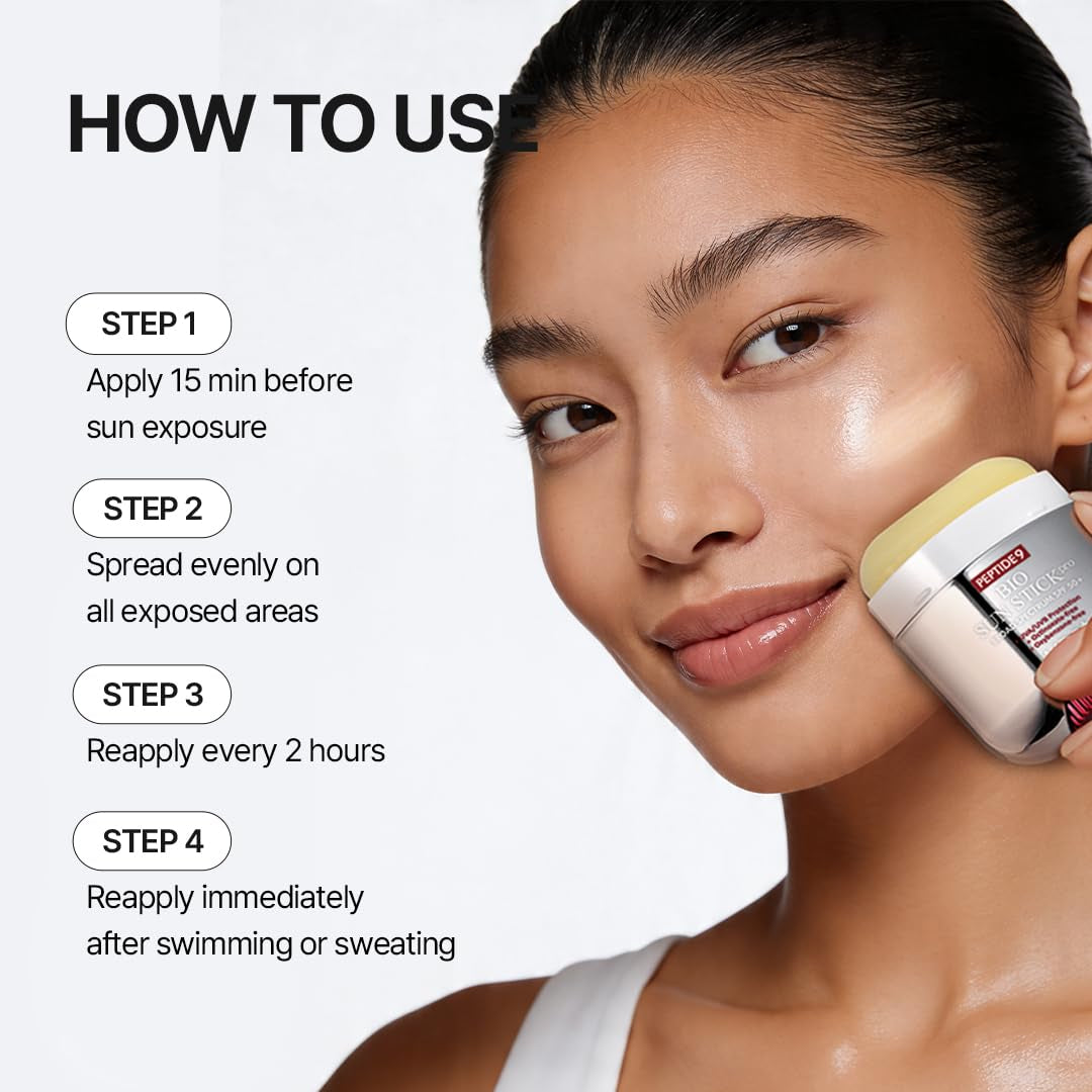 + Peptide 9 Bio Sunstick Pro | Korean Sunscreen Stick SPF 50+, Lightweight, Non-Greasy Broad Spectrum UV Protection for Face & Body