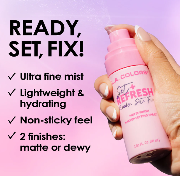LA COLORS SET + REFRESH SETTING SPRAYS