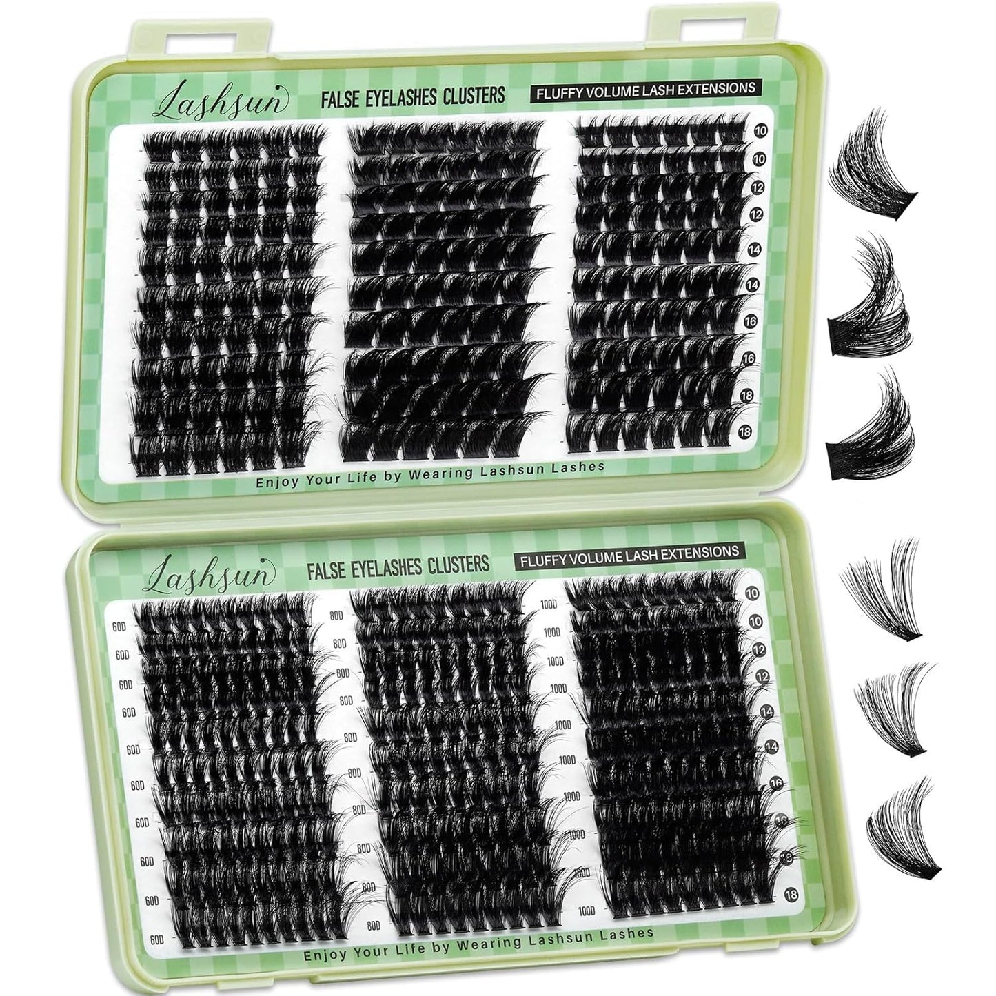 Lash Clusters Kit Wispy DIY Lash Extension Kit 640Pcs Cat Eye Lashes Volume Cluster Eyelash DIY Lashes at Home or Travel with Lash Bond and Seal,Lash Tweezers(Cat Eye 30D+40D+50D+60D Lash Kit)