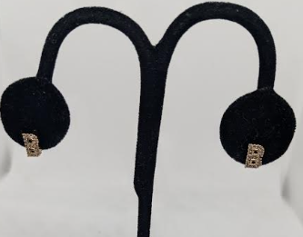 WHITE GOLD PLATED STUD EARRING INITIAL LETTERS