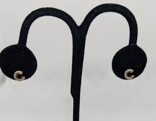 WHITE GOLD PLATED STUD EARRING INITIAL LETTERS