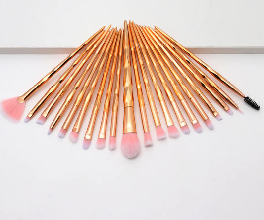 20-Piece Eye Brush Set with Colorful Diamond Handles