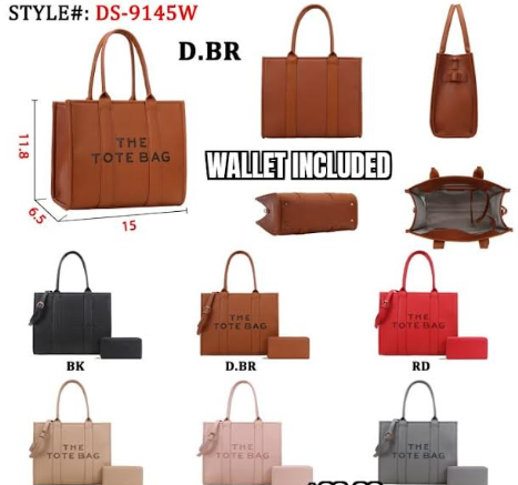 TOTE HANDBAG SET 2 PCS STYLE #DS-9145W BIG SIZE