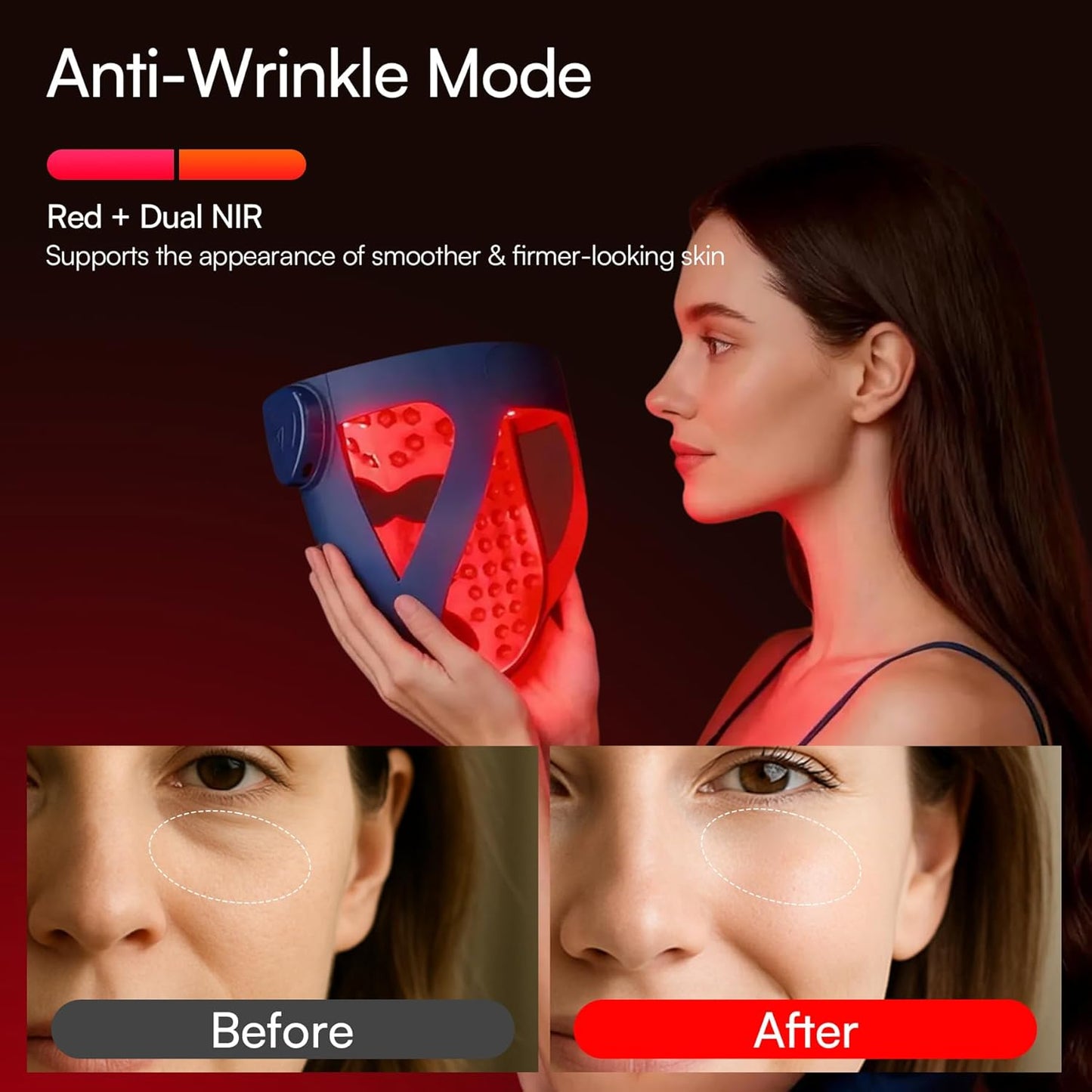 Glow 4D Wireless Red Light Therapy Mask for Face – Dual NIR, 320 Leds, 4 Modes, Under-Eye Cooling, Cordless & Rechargeable LED Face Mask for Home & Travel, Skincare Gifts for Women Mom Wife, Blue