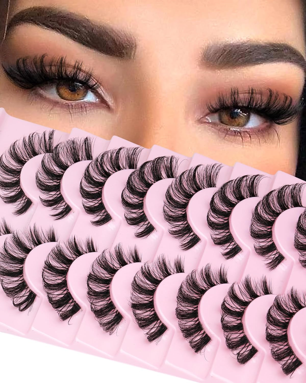 Mink Lashes Full Volume False Eyelashes 18Mm Dramatic Faux Mink Eyelashes Natural Look Cat Eye Volume Eye Lashes Multipack by