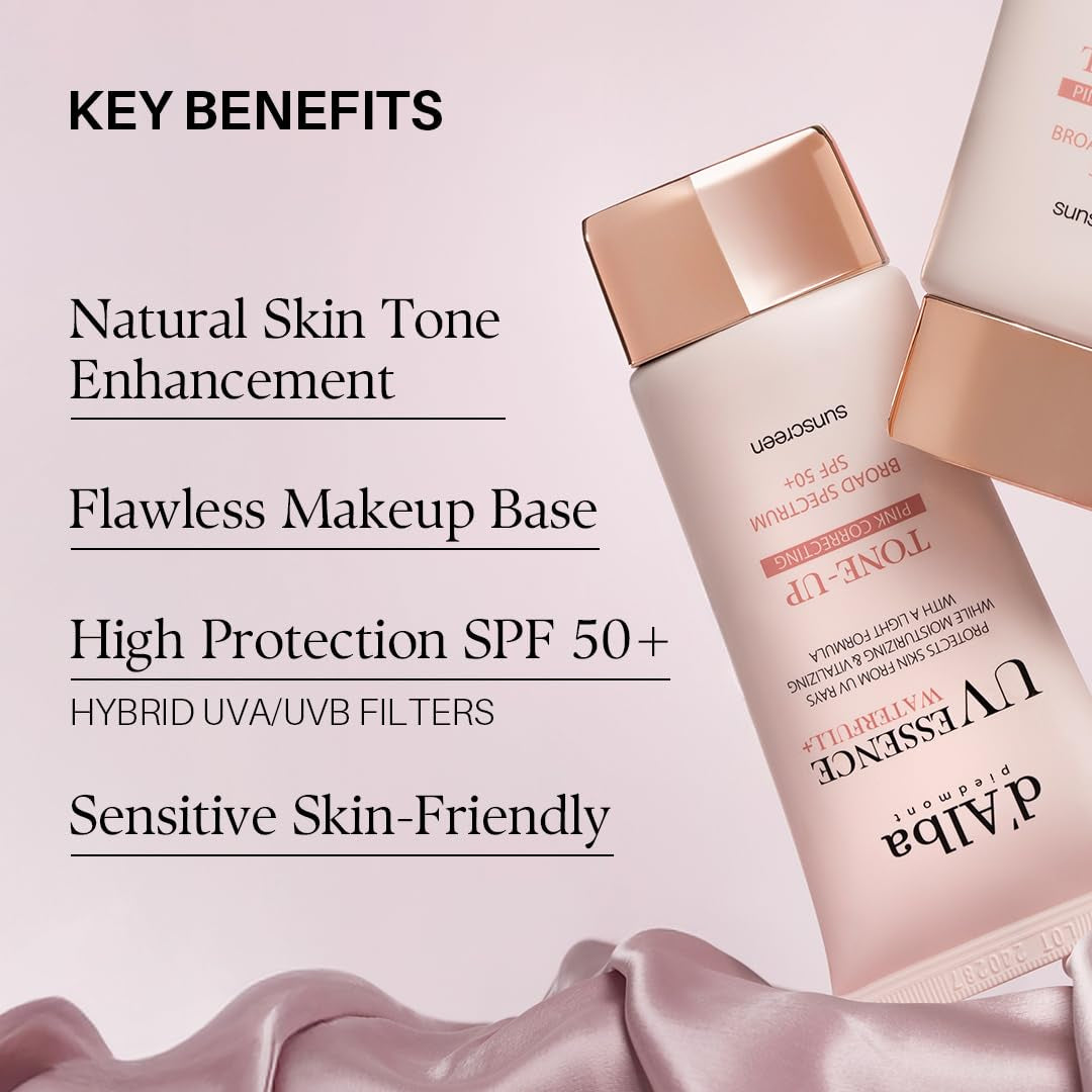 Waterfull Tone-Up Sunscreen Serum BROAD SPECTRUM SPF 50 + Korean Sunscreen for Face, All Skin Tones (1.69 Fl.Oz.)