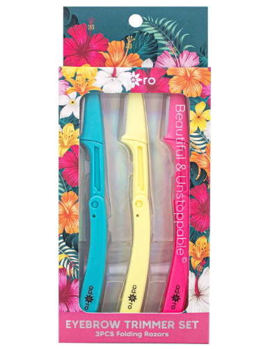 FOLDING EYEBROW RAZOR - 3 PC (TEAL / LEMON LIME / AWESOME PINK)