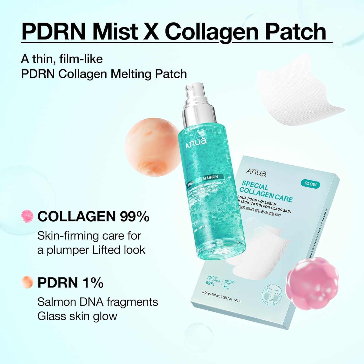 Salmon DNA PDRN Collagen Melting Patch for Glass Skin, Smile Line Patches, Wrinkle Patches, Melting Thin Collagen Patch, Firming for Fine Lines, Glow, Korean Skincare, 2 Pairs X 4EA, Patch Only