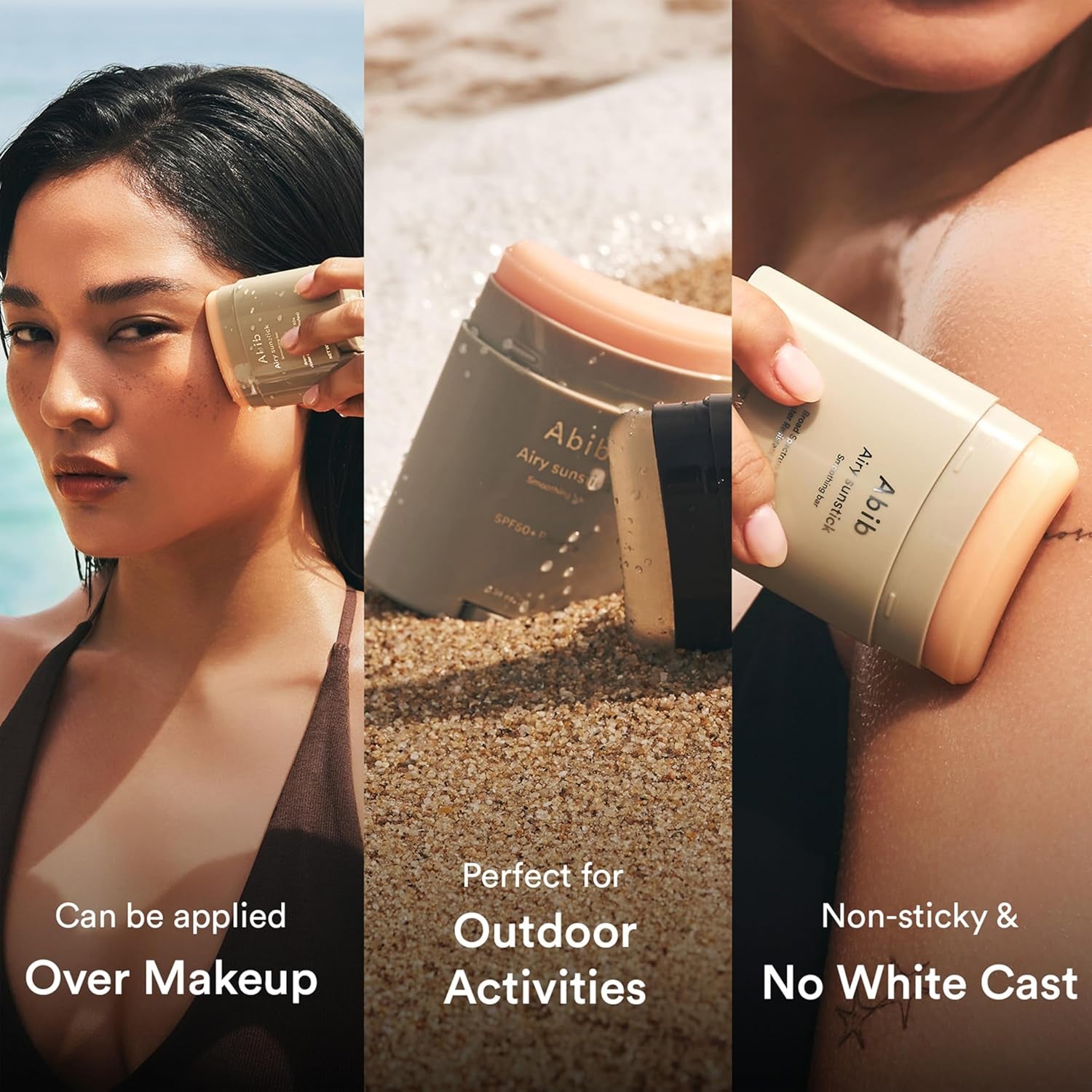 Airy Sunstick Protection Bar SPF50+ Broad Spectrum, Semi-Matte Sunscreen Stick for Oily & Combination Skin, No White Cast, Water-Resistant, Korean Sunscreen, 0.81 Oz / 23 G