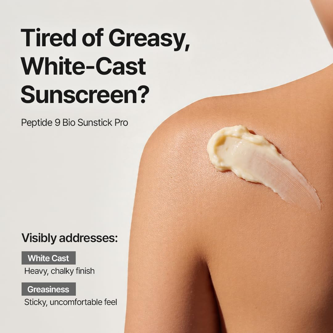 + Peptide 9 Bio Sunstick Pro | Korean Sunscreen Stick SPF 50+, Lightweight, Non-Greasy Broad Spectrum UV Protection for Face & Body