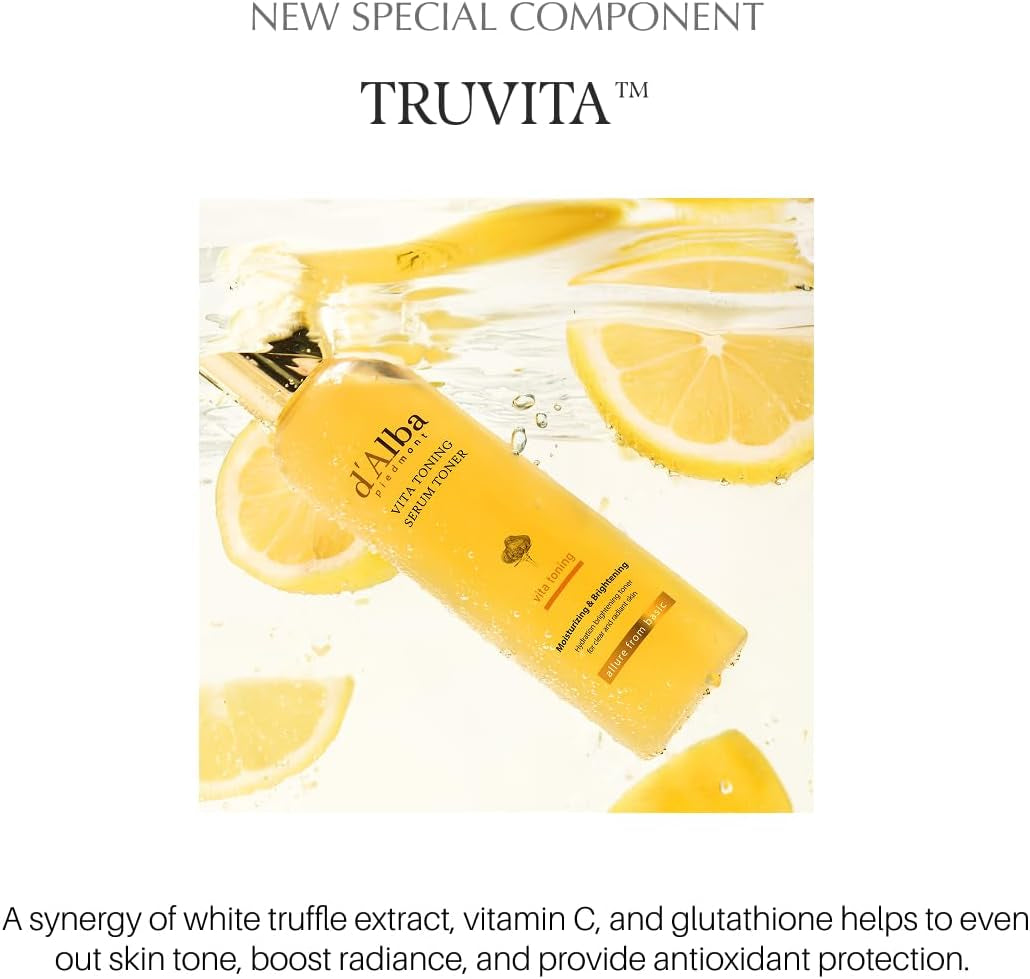 White Truffle Vita Toning Serum Toner, Glass Skin with Double Vitamin Skincare, Face Moisturizer, (6.09 Fl. Oz)