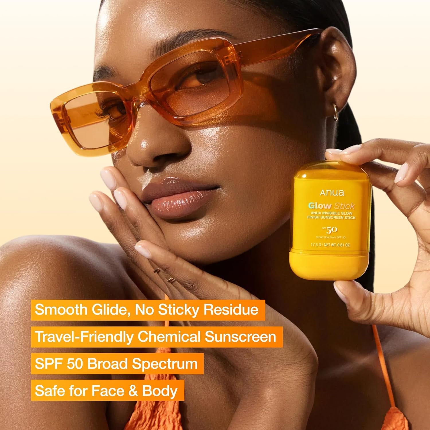 Invisible Glow Sun Stick, SPF 50, Broad Spectrum UV Protection, Lightweight Sheer Finish for All Skin Types, No White Cast, Easy Reapplication, Korean Skincare, 0.61 Oz