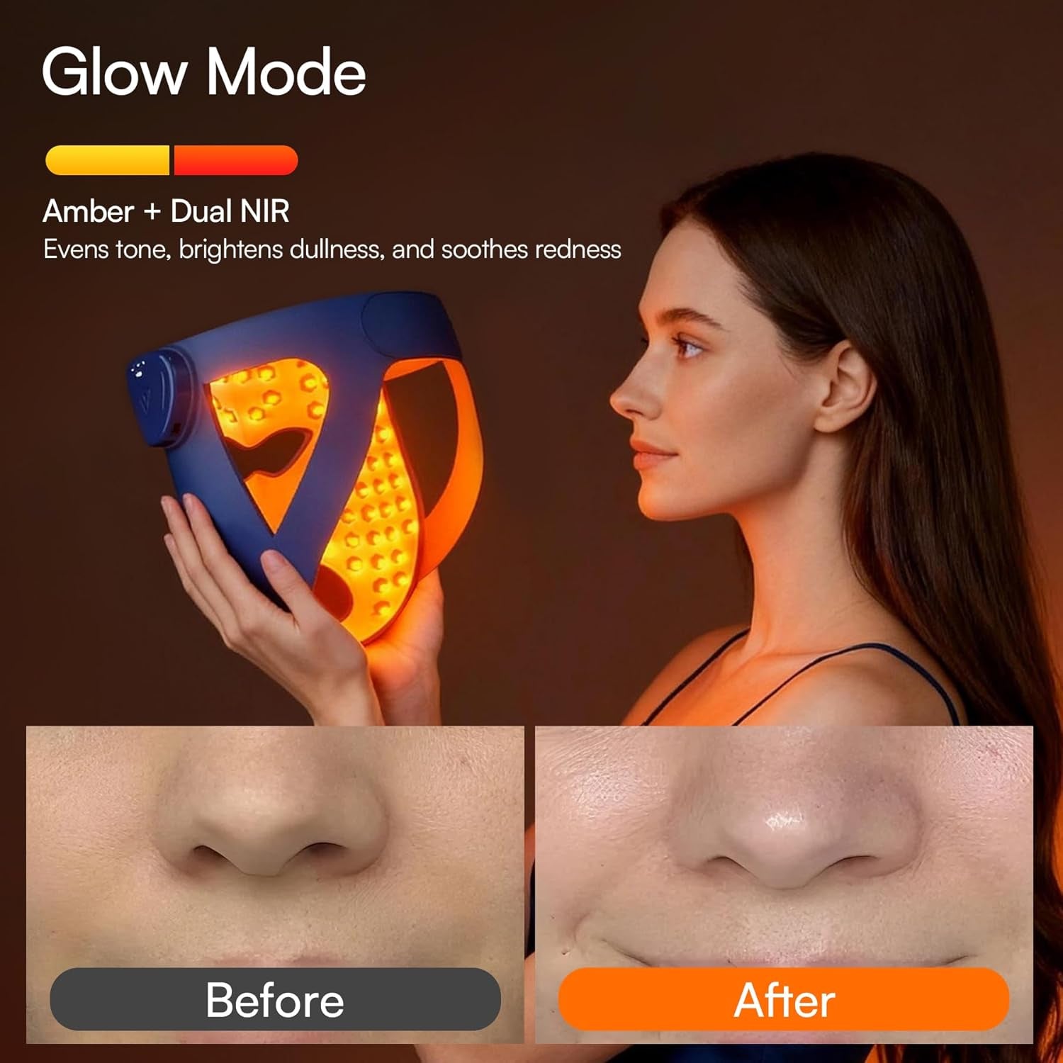 Glow 4D Wireless Red Light Therapy Mask for Face – Dual NIR, 320 Leds, 4 Modes, Under-Eye Cooling, Cordless & Rechargeable LED Face Mask for Home & Travel, Skincare Gifts for Women Mom Wife, Blue