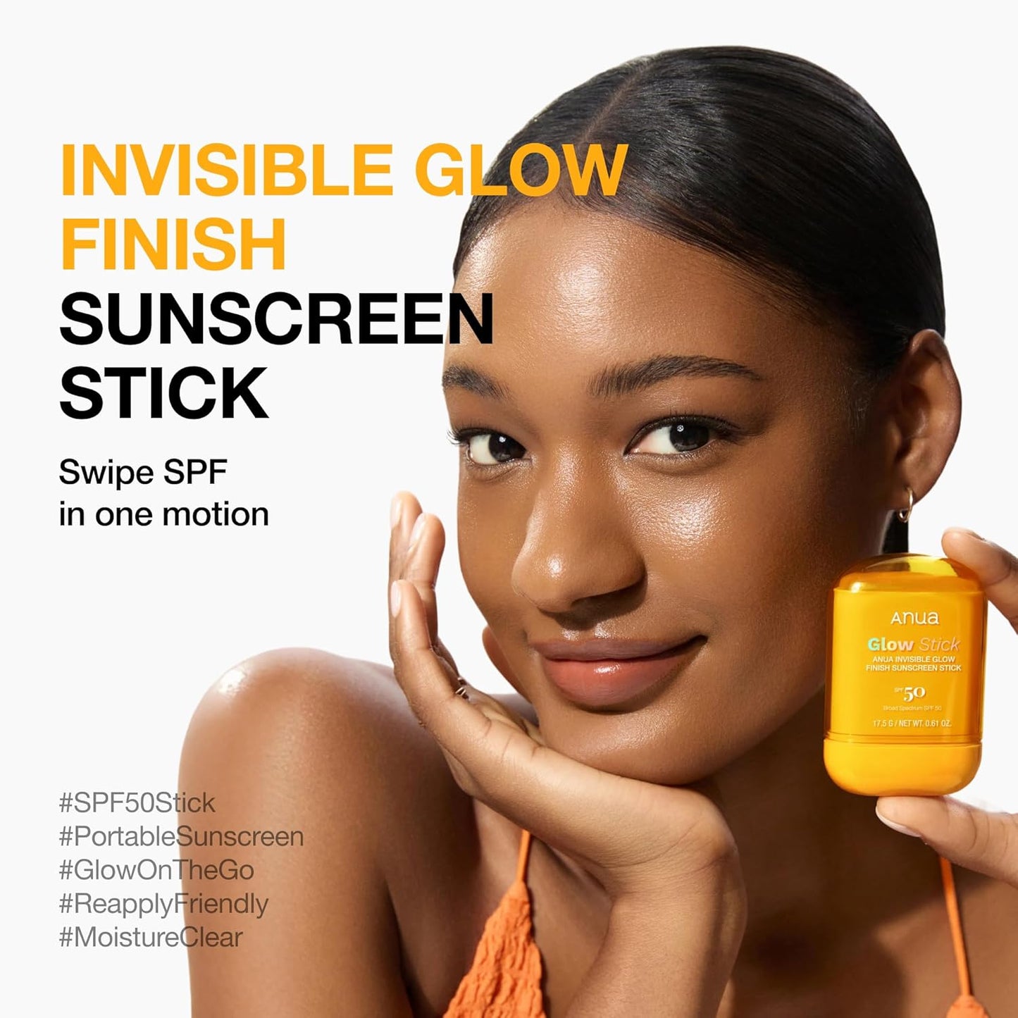 Invisible Glow Sun Stick, SPF 50, Broad Spectrum UV Protection, Lightweight Sheer Finish for All Skin Types, No White Cast, Easy Reapplication, Korean Skincare, 0.61 Oz