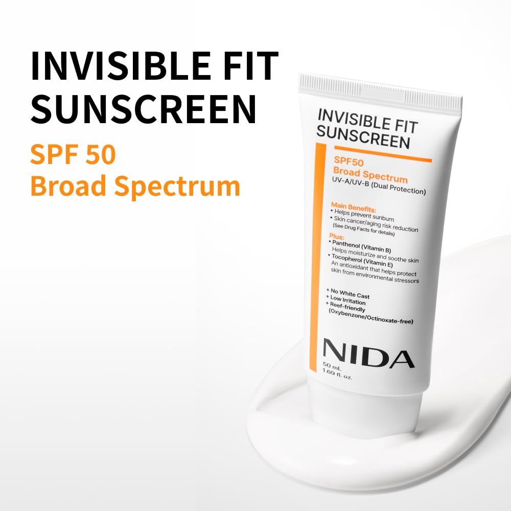 Invisible Fit Sunscreen SPF 50 Broad Spectrum UV-A/UV-B Protection | No White Cast, Low Irritation, Hydrating Lotion-Like Lightweight Glow Sunscreen for All Skin Types | 1.69 Fl. Oz., 50Ml