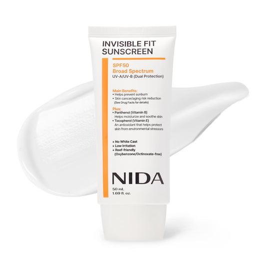 Invisible Fit Sunscreen SPF 50 Broad Spectrum UV-A/UV-B Protection | No White Cast, Low Irritation, Hydrating Lotion-Like Lightweight Glow Sunscreen for All Skin Types | 1.69 Fl. Oz., 50Ml