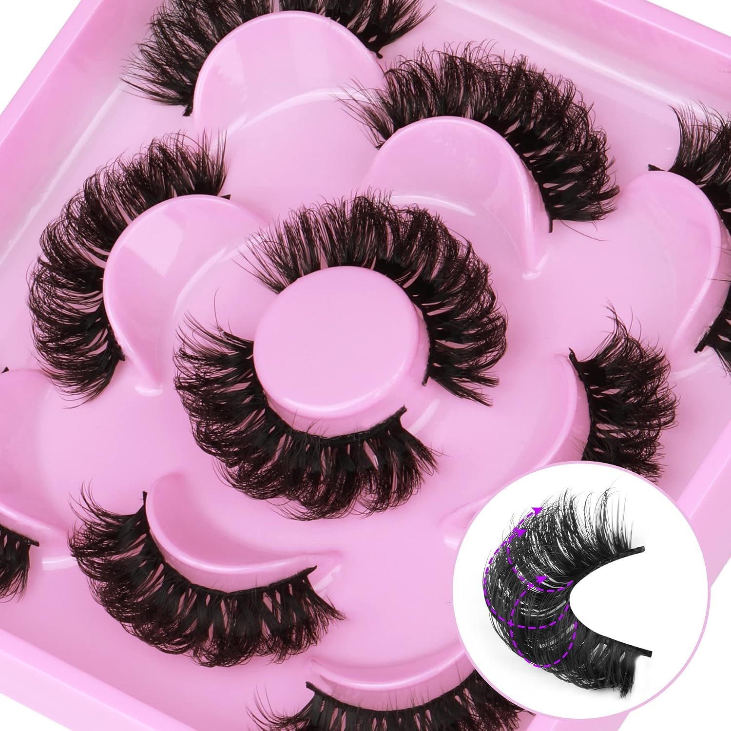 Mink Lashes Full Volume False Eyelashes 18Mm Dramatic Faux Mink Eyelashes Natural Look Cat Eye Volume Eye Lashes Multipack by