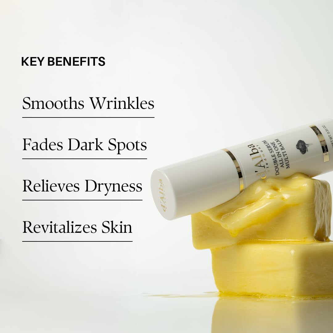 White Truffle Double Serum All-In-One Multi Balm, Stick Balm, Vegan Skincare with Vitamin C and Vegan Collagen, 3-In-1 anti Wrinkle, Eye Treatment, Dark Spot Remover