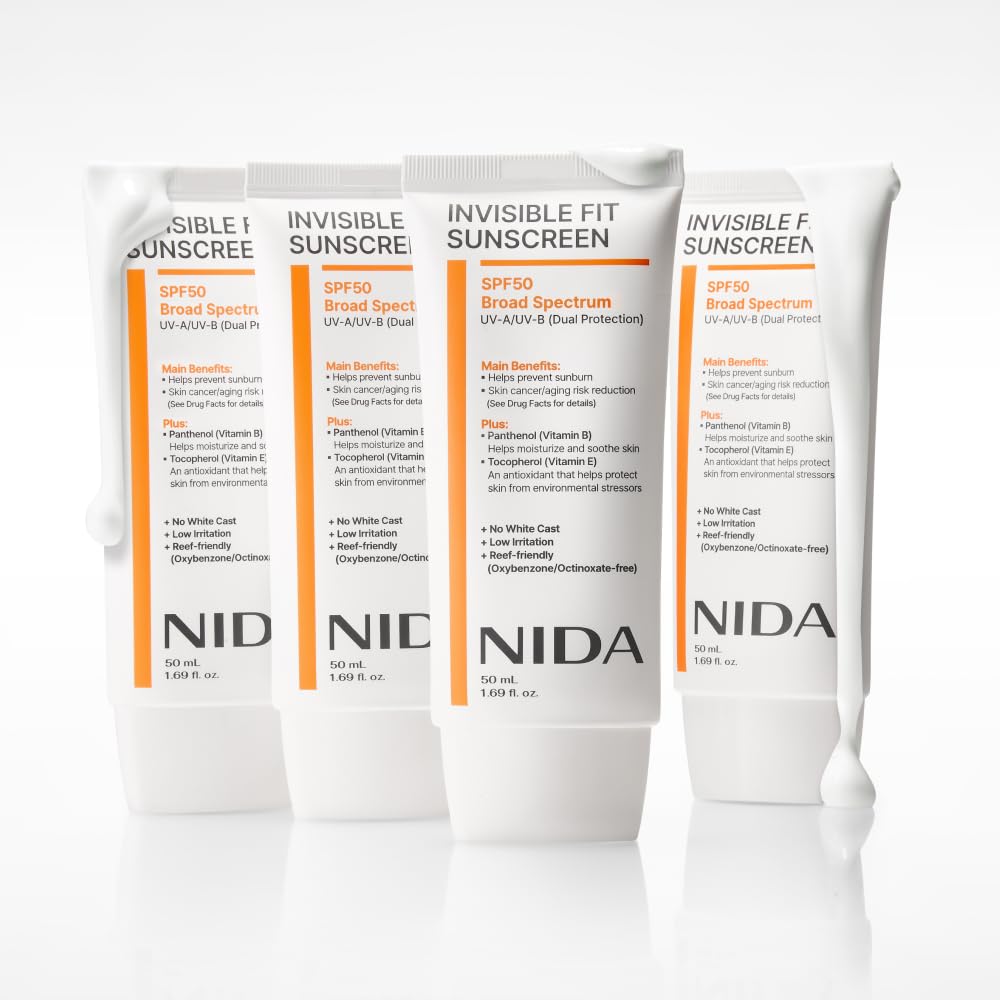 Invisible Fit Sunscreen SPF 50 Broad Spectrum UV-A/UV-B Protection | No White Cast, Low Irritation, Hydrating Lotion-Like Lightweight Glow Sunscreen for All Skin Types | 1.69 Fl. Oz., 50Ml