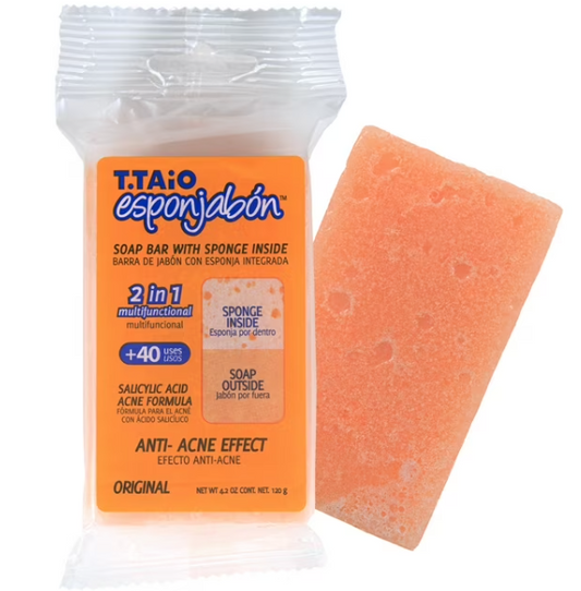 Esponjabon Soap, Anti Acne with Salicylic Acid, Orange, 4