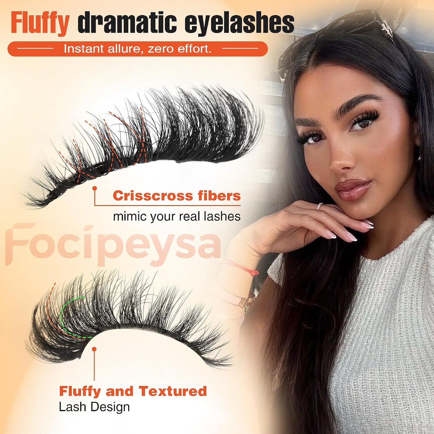 Mink Lashes Full Volume False Eyelashes 18Mm Dramatic Faux Mink Eyelashes Natural Look Cat Eye Volume Eye Lashes Multipack by