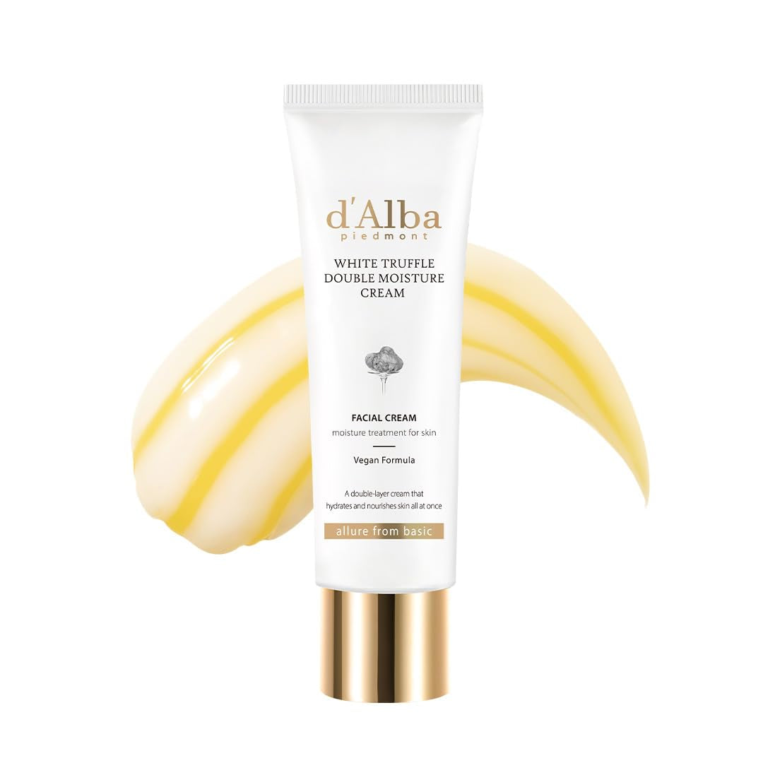 White Truffle Double Serum & Cream, Vegan Skincare, 2-In-1 Face Moisturizer, Vegan Collagen, Skin Firming and Tightening, Non Comedogenic, All Skin Types (2.46 Oz)