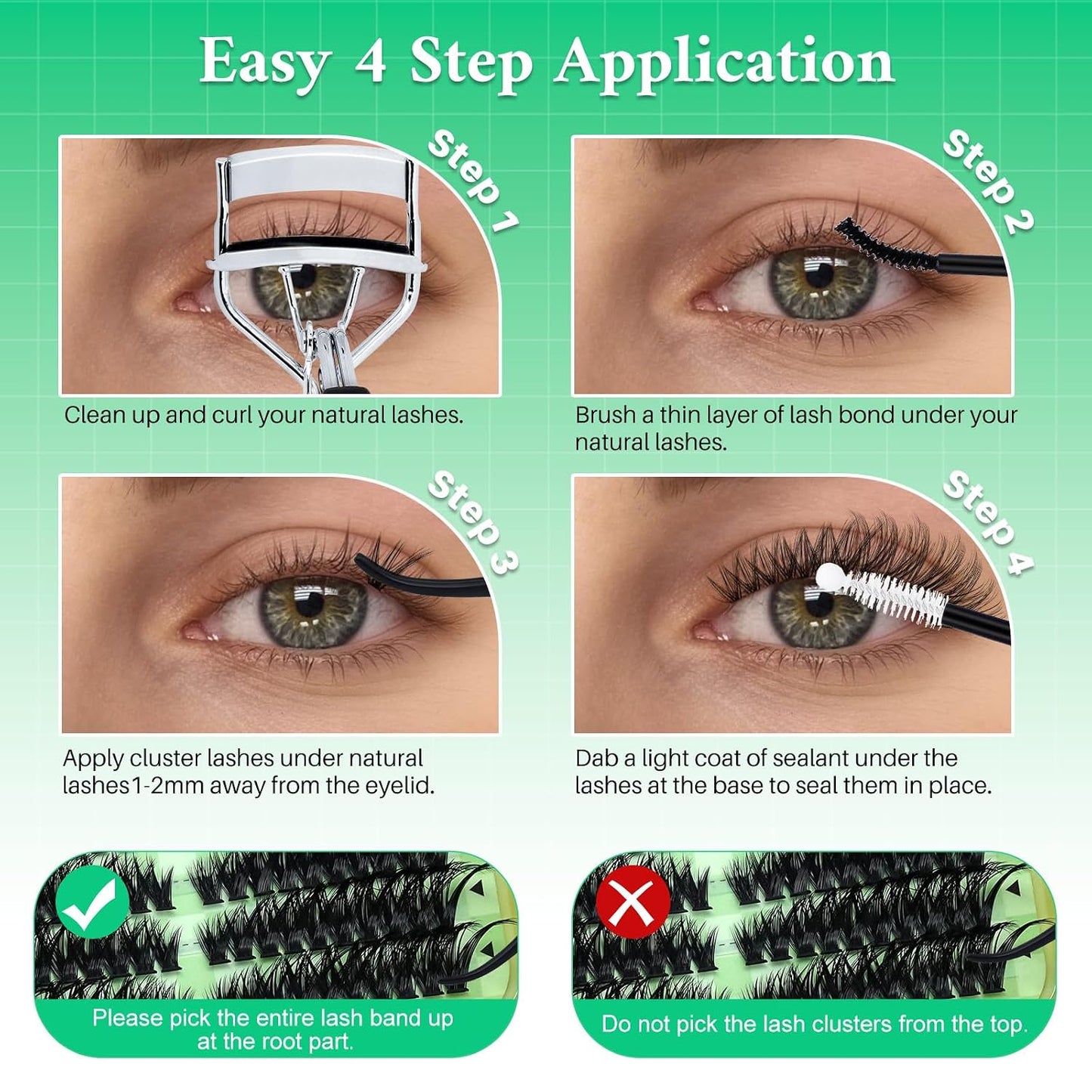 Lash Clusters Kit Wispy DIY Lash Extension Kit 640Pcs Cat Eye Lashes Volume Cluster Eyelash DIY Lashes at Home or Travel with Lash Bond and Seal,Lash Tweezers(Cat Eye 30D+40D+50D+60D Lash Kit)