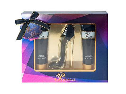 PRINCESS HIGH HEEL SHOES BLACK  GIFT SET