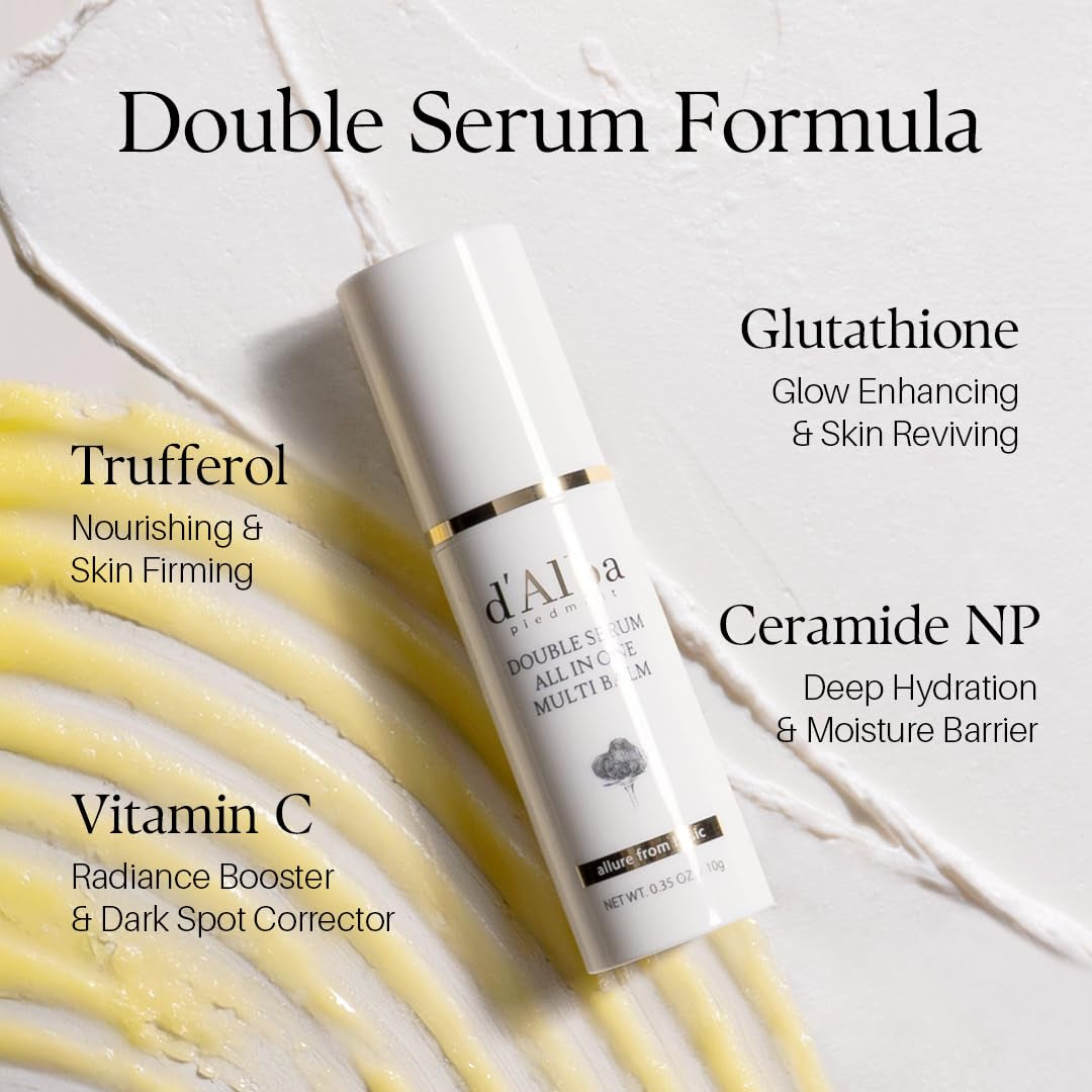 White Truffle Double Serum All-In-One Multi Balm, Stick Balm, Vegan Skincare with Vitamin C and Vegan Collagen, 3-In-1 anti Wrinkle, Eye Treatment, Dark Spot Remover