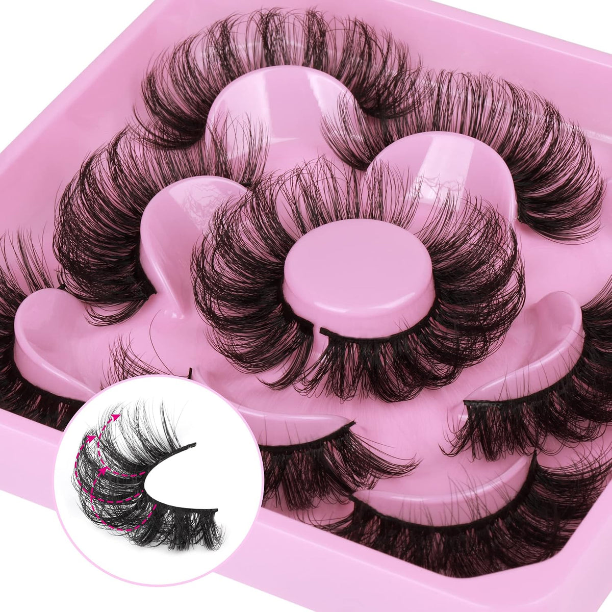 Mink Lashes Full Volume False Eyelashes 18Mm Dramatic Faux Mink Eyelashes Natural Look Cat Eye Volume Eye Lashes Multipack by