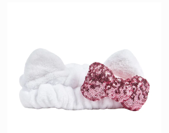 PLUSH HEADBAND WITH SPARKLE PINK BOW #PSH8915