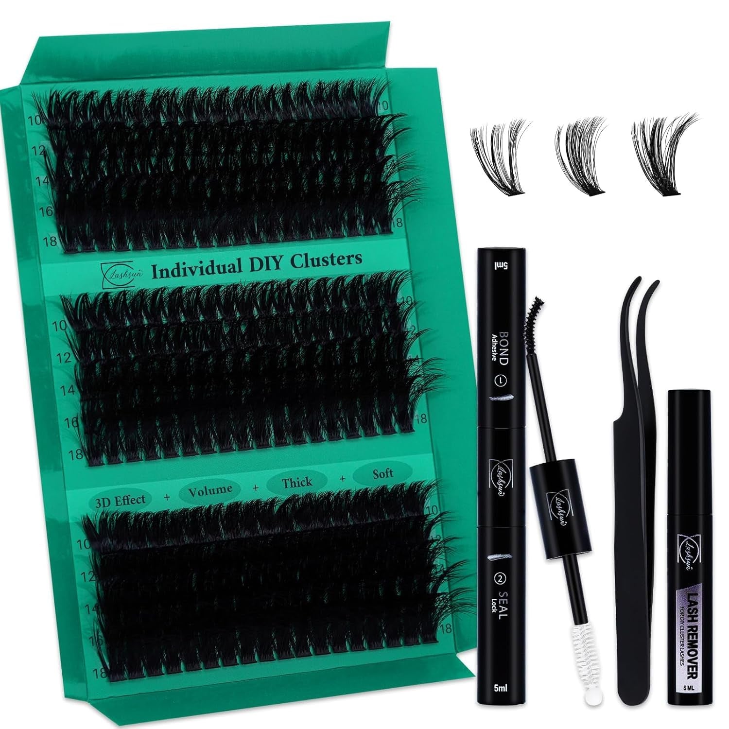 Lash Clusters Kit Wispy DIY Lash Extension Kit 640Pcs Cat Eye Lashes Volume Cluster Eyelash DIY Lashes at Home or Travel with Lash Bond and Seal,Lash Tweezers(Cat Eye 30D+40D+50D+60D Lash Kit)