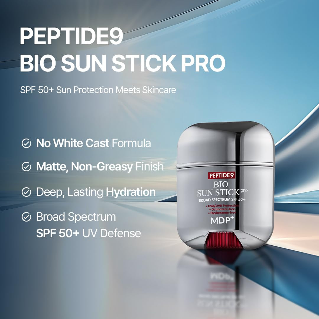 + Peptide 9 Bio Sunstick Pro | Korean Sunscreen Stick SPF 50+, Lightweight, Non-Greasy Broad Spectrum UV Protection for Face & Body