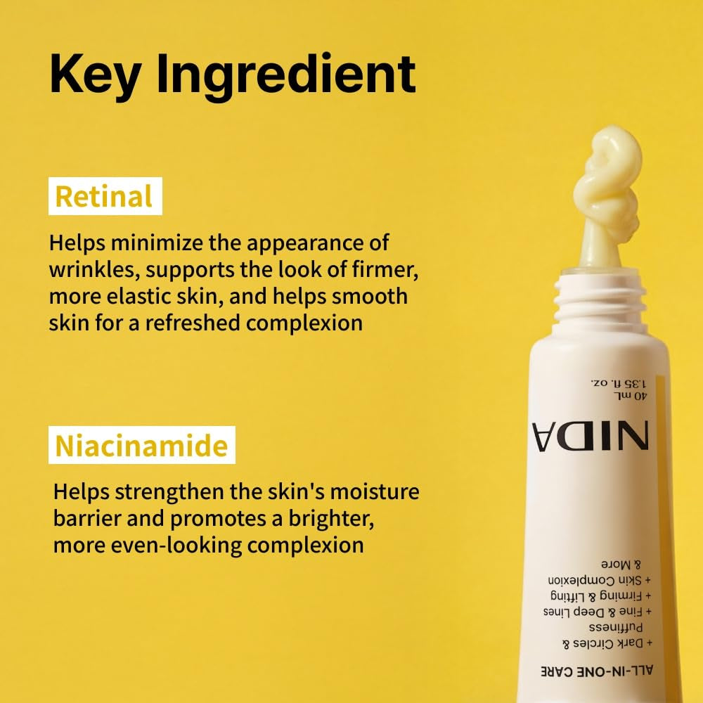 Revive Eye Cream for Face and Neck | Probiotics Lystate Solution, Retinal, Peptide Complex, Bakuchiol | Wrinkles, Fine Lines, Cell Turnover, Firm Skin Texture, Radiant Skin | 1.35 Fl. Oz., 40Ml