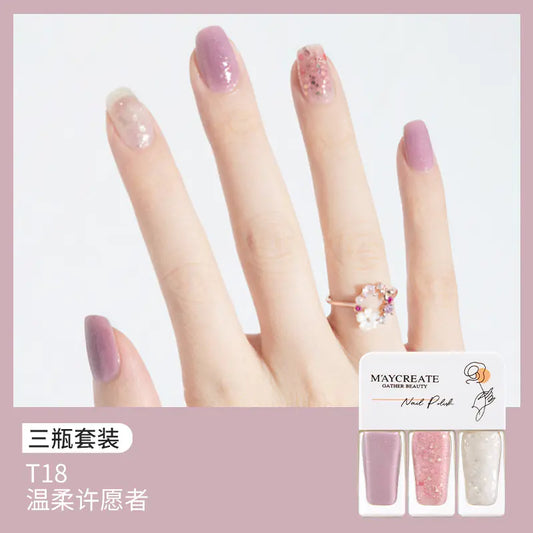 3-Piece Fast-Drying Peelable Nail Polish Set (20 Colors)