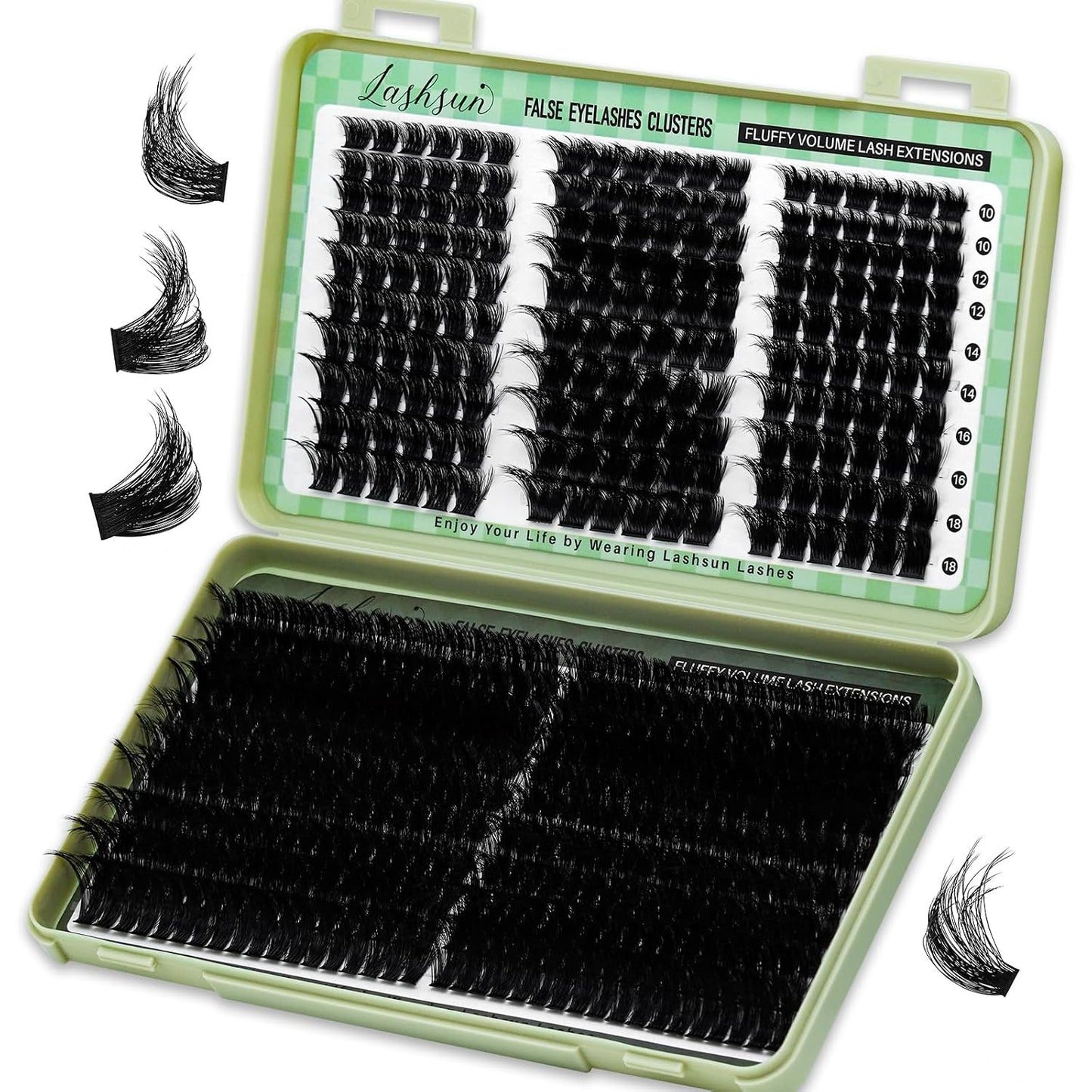 Lash Clusters Kit Wispy DIY Lash Extension Kit 640Pcs Cat Eye Lashes Volume Cluster Eyelash DIY Lashes at Home or Travel with Lash Bond and Seal,Lash Tweezers(Cat Eye 30D+40D+50D+60D Lash Kit)