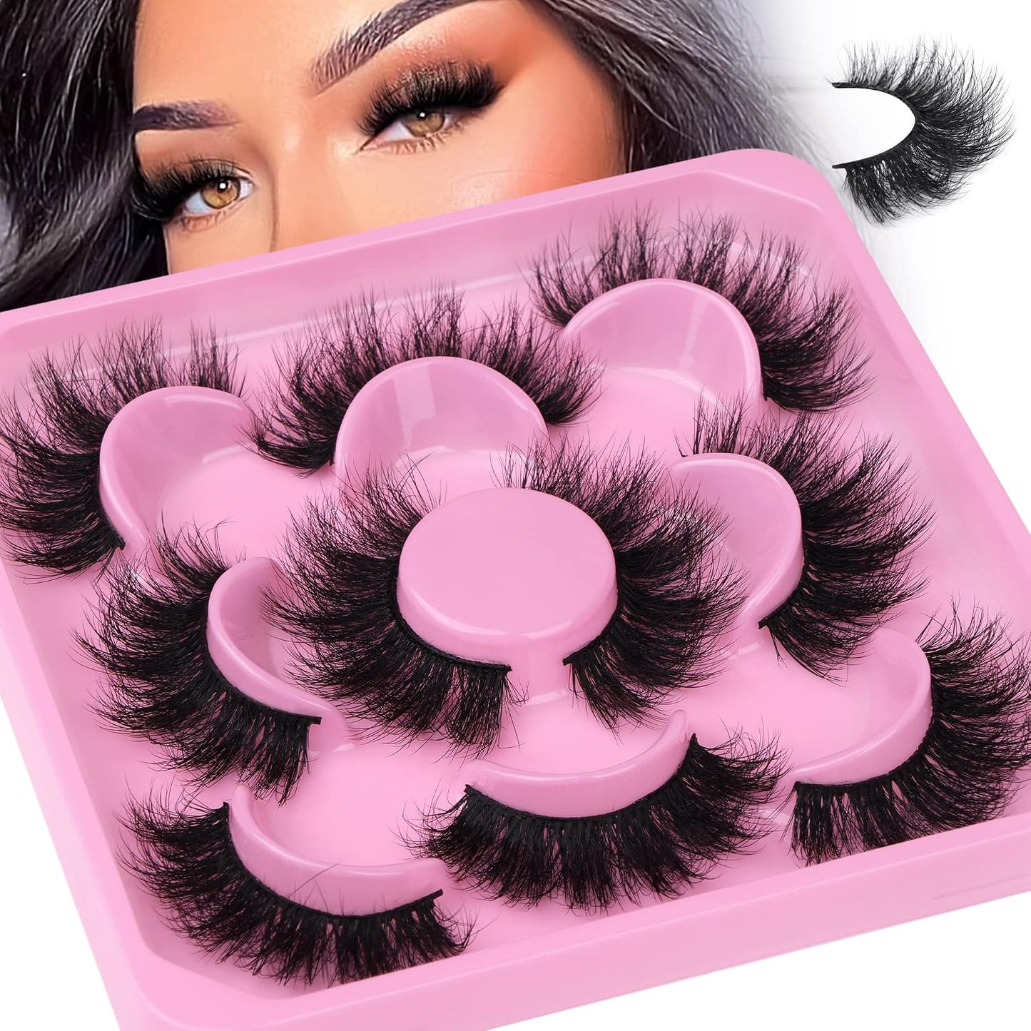Mink Lashes Full Volume False Eyelashes 18Mm Dramatic Faux Mink Eyelashes Natural Look Cat Eye Volume Eye Lashes Multipack by