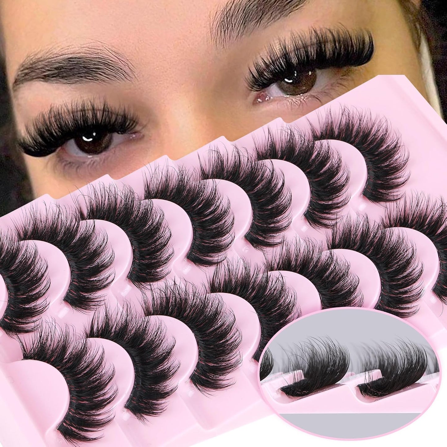 Mink Lashes Full Volume False Eyelashes 18Mm Dramatic Faux Mink Eyelashes Natural Look Cat Eye Volume Eye Lashes Multipack by