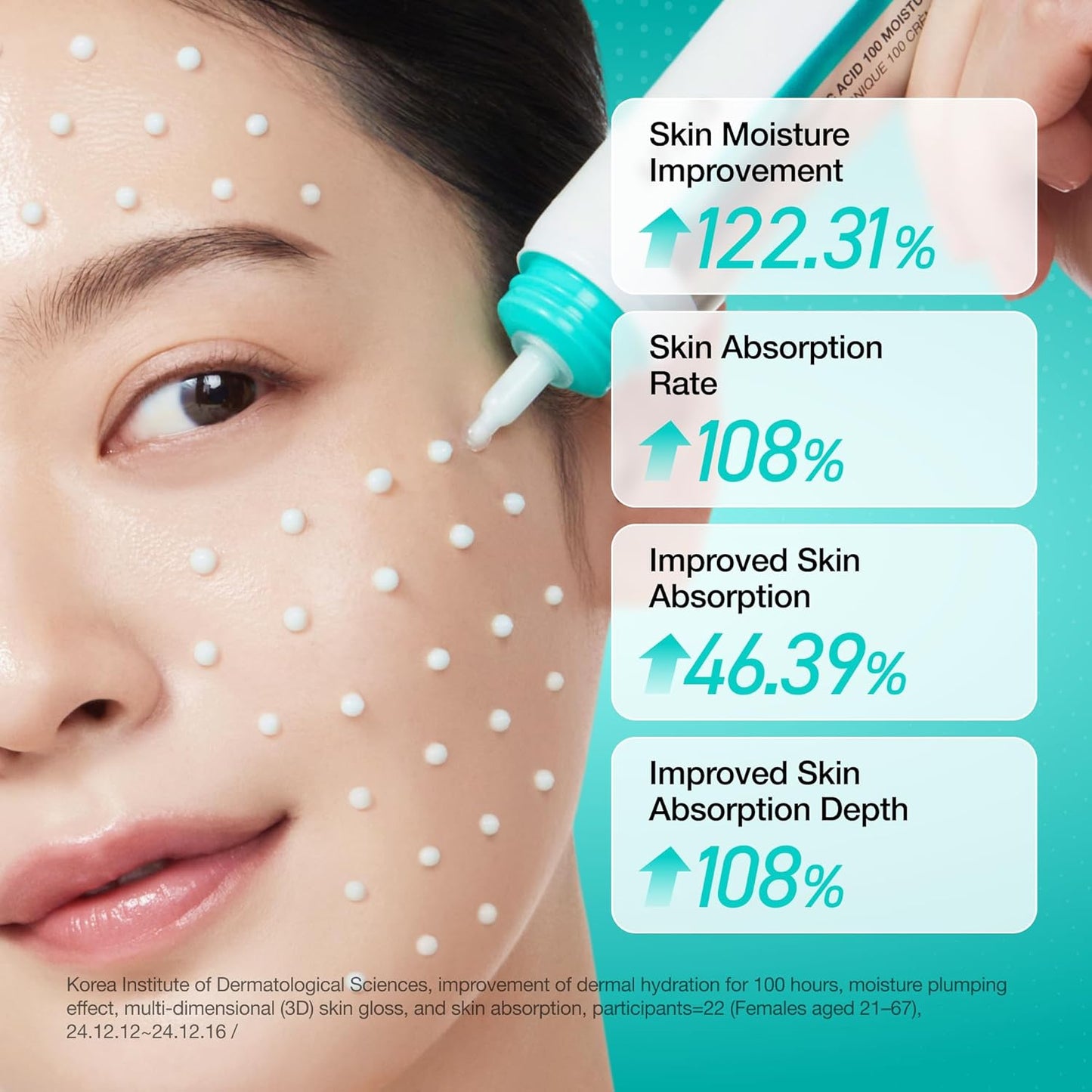PDRN Hyaluronic Acid 100 Moisturizing Cream, Lightweight, Non-Greasy Hydrating Face Moisturizer with Salmon DNA for Glass Skin, Korean Skincare (2.02 Fl Oz)