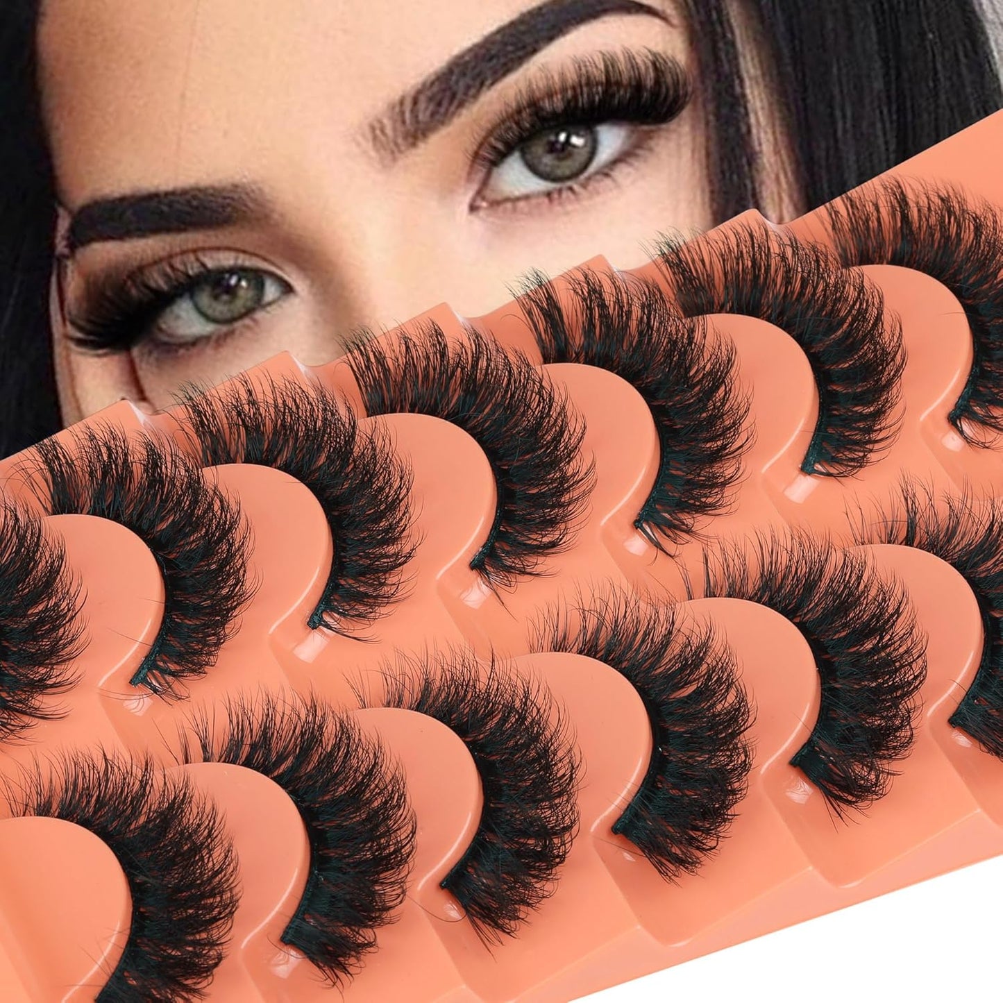 Mink Lashes Full Volume False Eyelashes 18Mm Dramatic Faux Mink Eyelashes Natural Look Cat Eye Volume Eye Lashes Multipack by