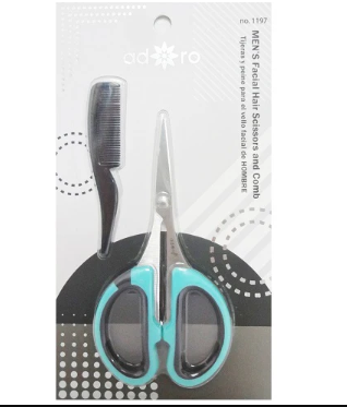 ADORO- MEN'S FACIAL HAIR SCISSORS AND COMB