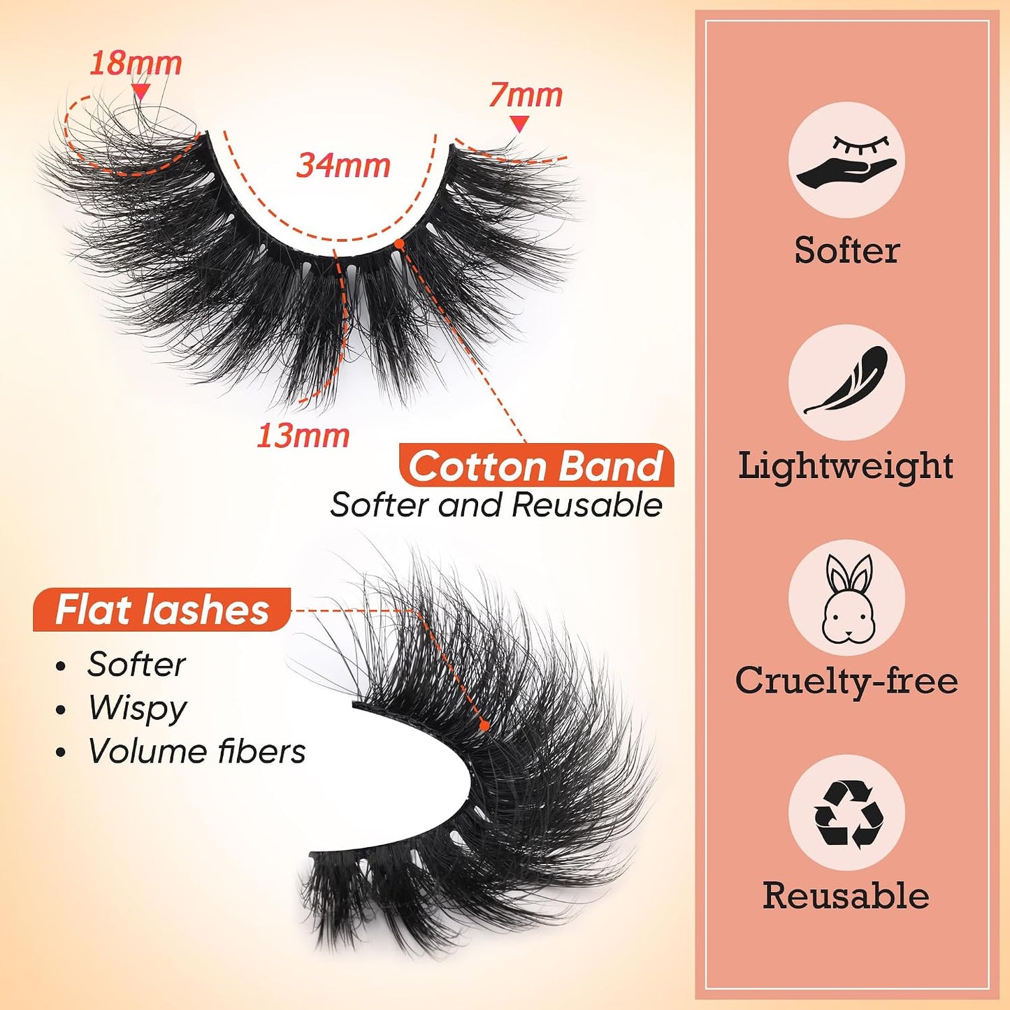 Mink Lashes Full Volume False Eyelashes 18Mm Dramatic Faux Mink Eyelashes Natural Look Cat Eye Volume Eye Lashes Multipack by