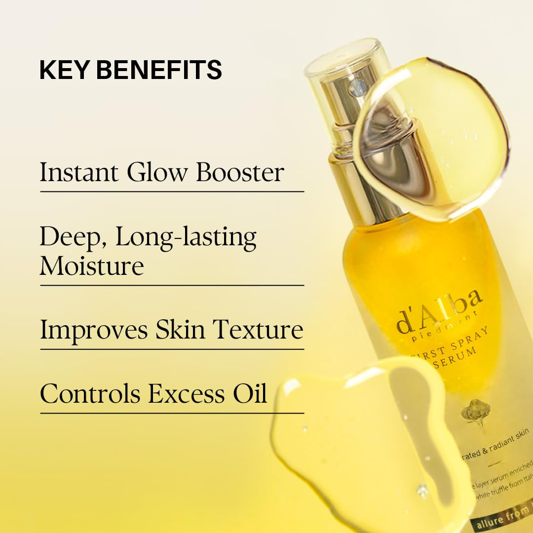 Italian White Truffle First Spray Serum, Vegan Skin Care, Light-Weight Face Moisturizer, Glow Serum for Radiant Skin, Non Comedogenic, All in One Mist, Korean Skin Care (3.38 Fl Oz.)