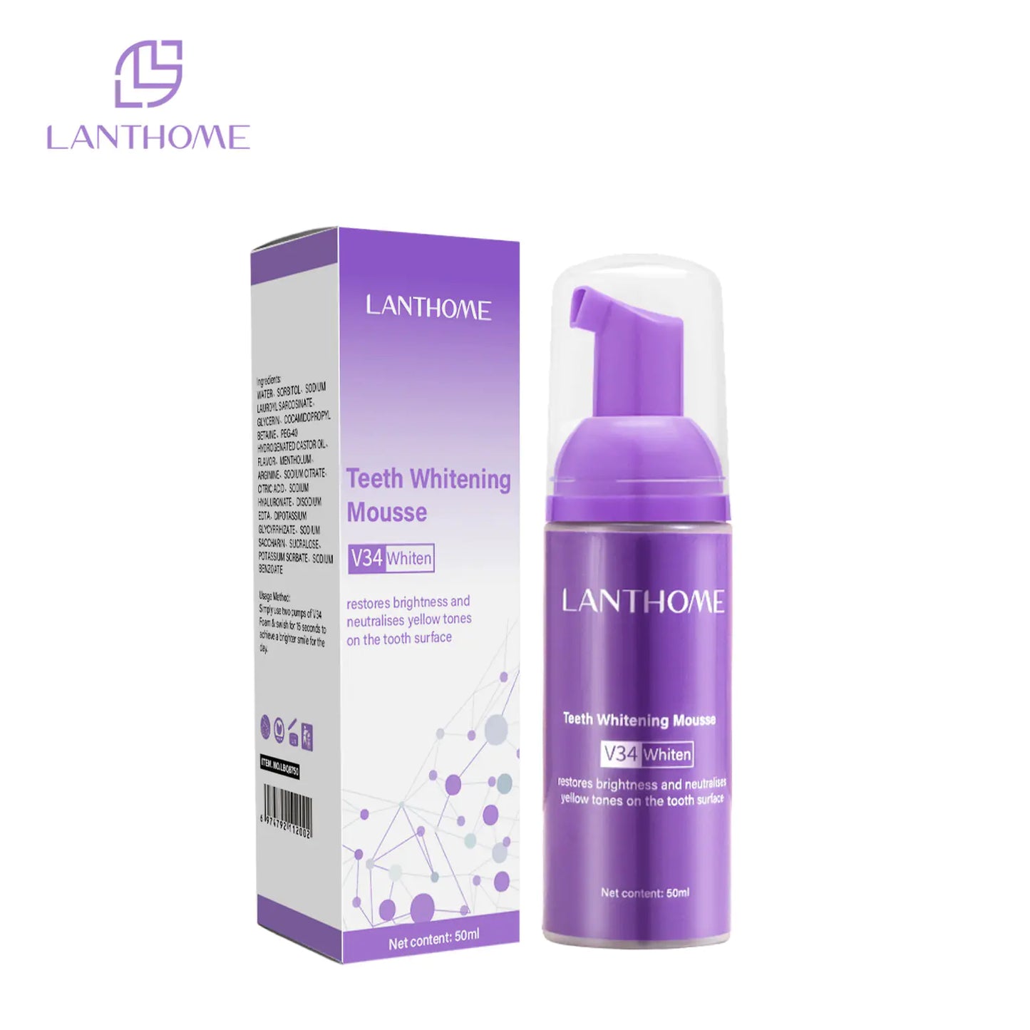 Lanthome V34 Teeth Whitening Mousse for Oral Care